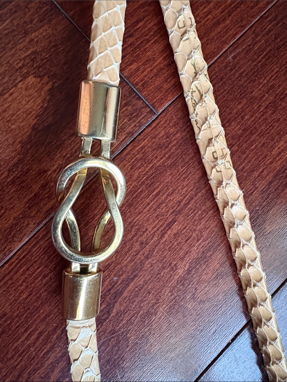 Gold-Tone Hardware Beige Braided Leather Women’s Belt